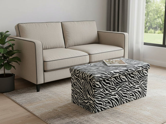 30" Plastic Animal Print Storage Ottoman
