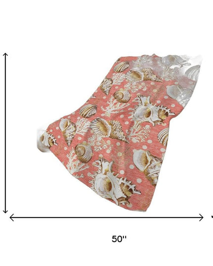 50" X 70" Peach Ivory And Brown Animal Print Polyester Woven Plush Throw Blanket