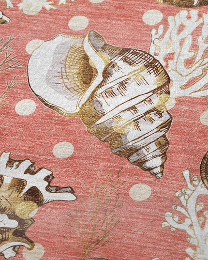 50" X 70" Peach Ivory And Brown Animal Print Polyester Woven Plush Throw Blanket