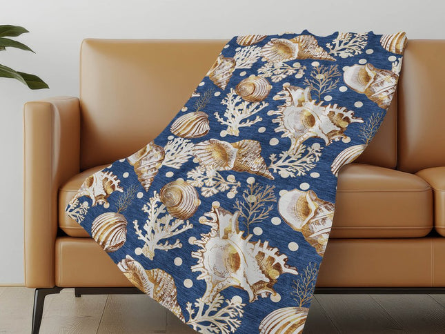 50" X 70" Blue Brown And Ivory Animal Print Polyester Woven Plush Throw Blanket