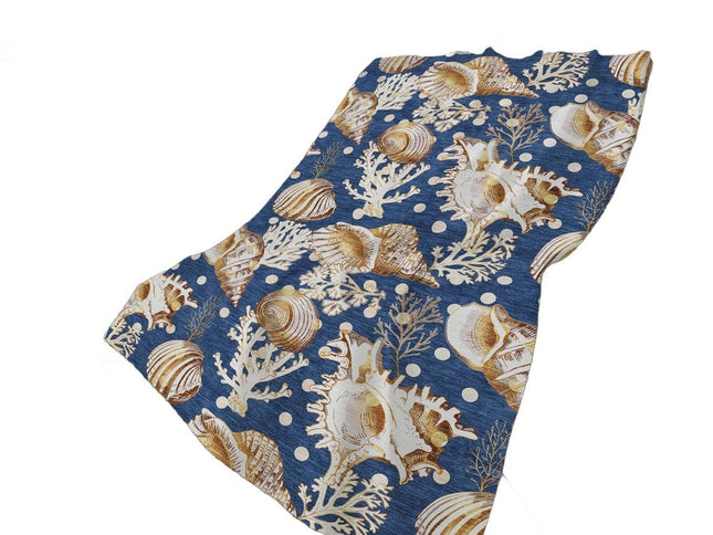 50" X 70" Blue Brown And Ivory Animal Print Polyester Woven Plush Throw Blanket