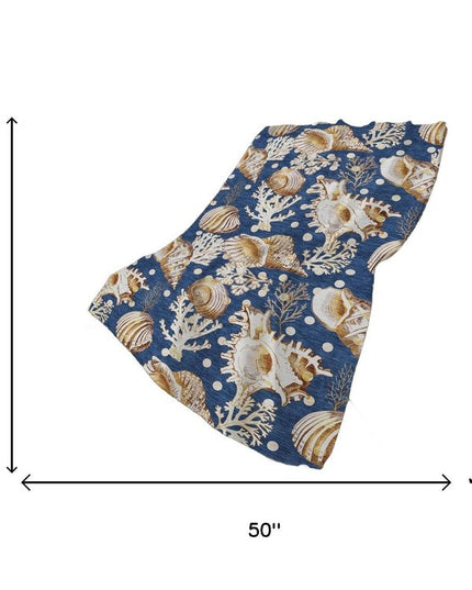 50" X 70" Blue Brown And Ivory Animal Print Polyester Woven Plush Throw Blanket