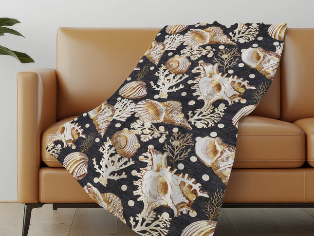 50" X 70" Midnight Brown And Ivory Animal Print Polyester Woven Plush Throw Blanket