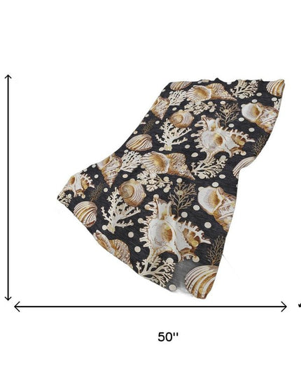 50" X 70" Midnight Brown And Ivory Animal Print Polyester Woven Plush Throw Blanket