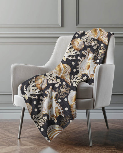 50" X 70" Midnight Brown And Ivory Animal Print Polyester Woven Plush Throw Blanket