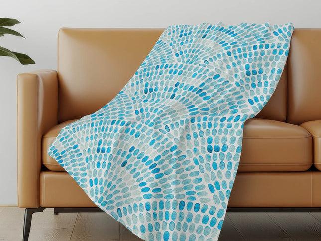 50" X 70" Aqua And Ivory Abstract Microfiber Plush Throw Blanket
