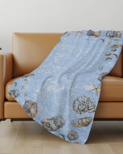 50" X 70" Blue Beige And Chocolate Animal Print Polyester Woven Plush Throw Blanket