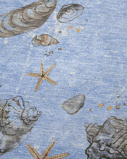 50" X 70" Blue Beige And Chocolate Animal Print Polyester Woven Plush Throw Blanket