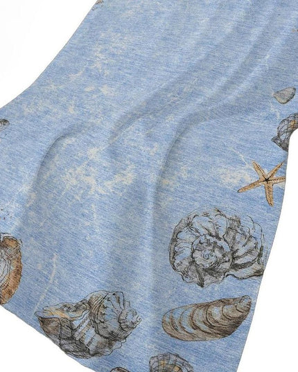 50" X 70" Blue Beige And Chocolate Animal Print Polyester Woven Plush Throw Blanket