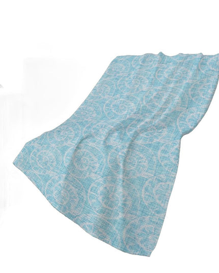 50" X 70" Aqua And Ivory Animal Print Polyester Woven Plush Throw Blanket
