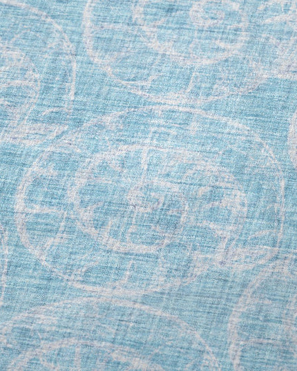 50" X 70" Aqua And Ivory Animal Print Polyester Woven Plush Throw Blanket