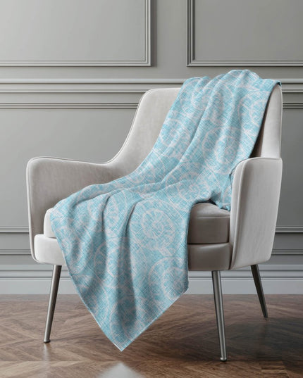 50" X 70" Aqua And Ivory Animal Print Polyester Woven Plush Throw Blanket