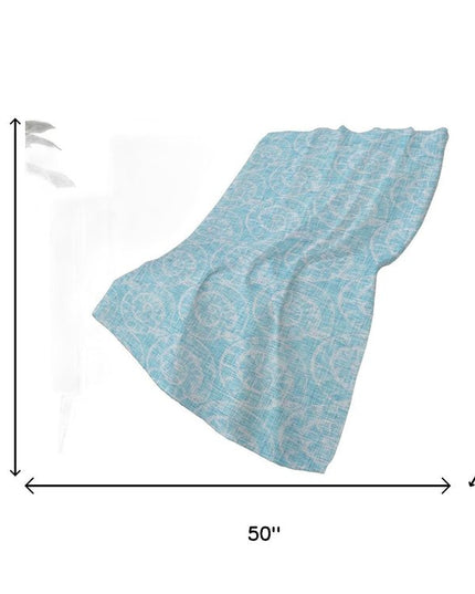 50" X 70" Aqua And Ivory Animal Print Polyester Woven Plush Throw Blanket