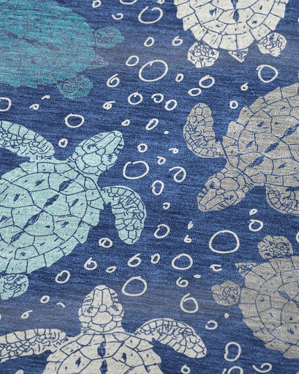 50" X 70" Blue Ivory And Teal Animal Print Polyester Woven Plush Throw Blanket