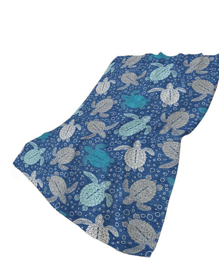 50" X 70" Blue Ivory And Teal Animal Print Polyester Woven Plush Throw Blanket