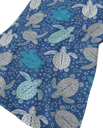 50" X 70" Blue Ivory And Teal Animal Print Polyester Woven Plush Throw Blanket