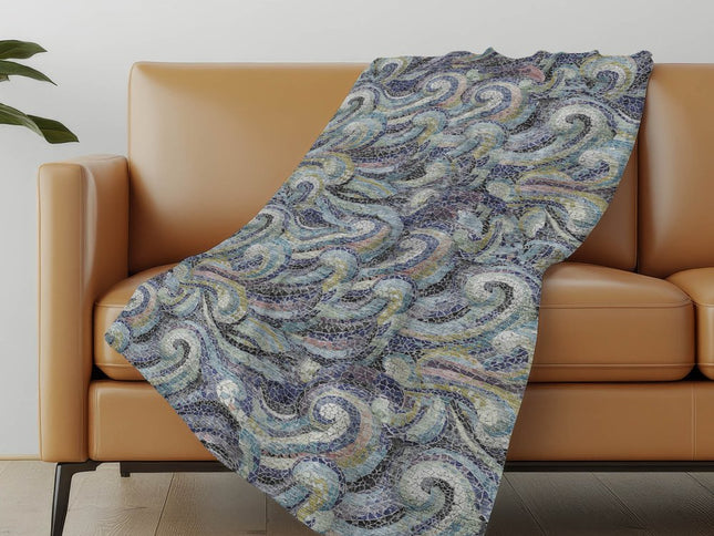50" X 70" Steel Blue Light Pink And Beige Abstract Polyester Woven Plush Throw Blanket