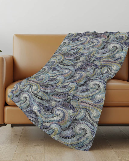 50" X 70" Steel Blue Light Pink And Beige Abstract Polyester Woven Plush Throw Blanket