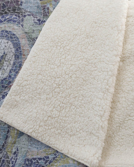 50" X 70" Steel Blue Light Pink And Beige Abstract Polyester Woven Plush Throw Blanket