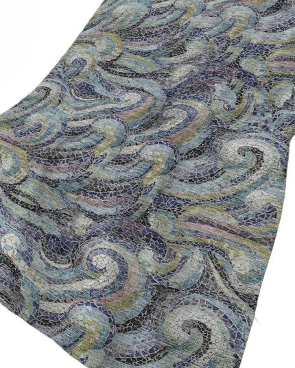 50" X 70" Steel Blue Light Pink And Beige Abstract Polyester Woven Plush Throw Blanket