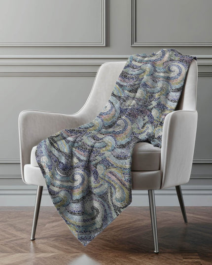 50" X 70" Steel Blue Light Pink And Beige Abstract Polyester Woven Plush Throw Blanket