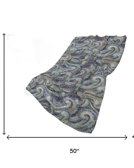 50" X 70" Steel Blue Light Pink And Beige Abstract Polyester Woven Plush Throw Blanket