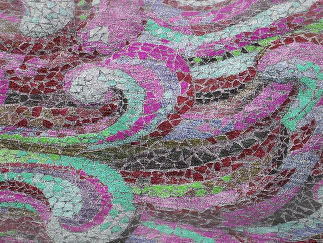 50" X 70" Raspberry Red And Green Abstract Polyester Woven Plush Throw Blanket