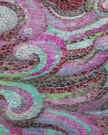 50" X 70" Raspberry Red And Green Abstract Polyester Woven Plush Throw Blanket