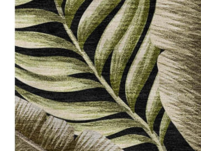 50" X 70" Midnight Chocolate And Beige Leaves Polyester Woven Plush Throw Blanket