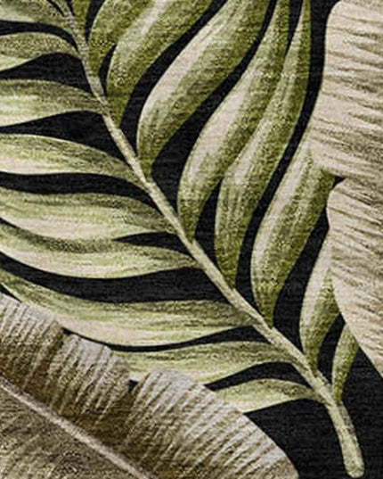 50" X 70" Midnight Chocolate And Beige Leaves Polyester Woven Plush Throw Blanket