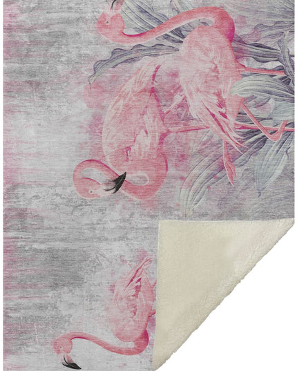 50" X 70" Pink And Ivory Animal Print Polyester Woven Plush Throw Blanket