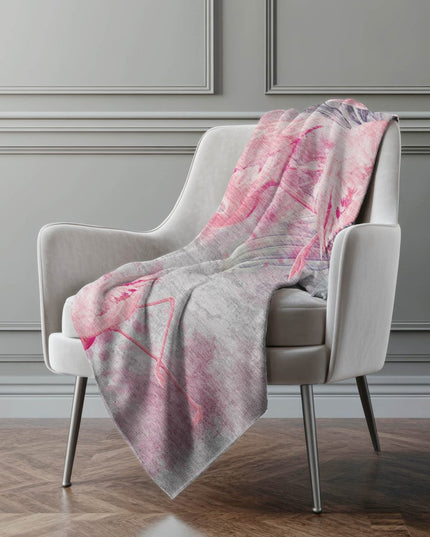 50" X 70" Pink And Ivory Animal Print Polyester Woven Plush Throw Blanket