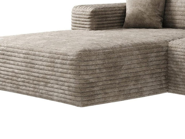 135" Camel Corduroy Modular Compression Foam Sofa With Ottoman And Toss Pillows