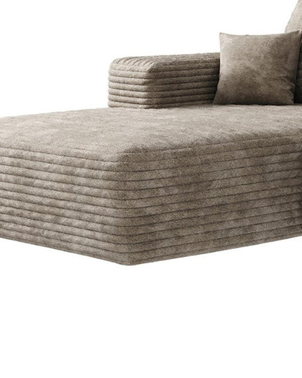 135" Camel Corduroy Modular Compression Foam Sofa With Ottoman And Toss Pillows