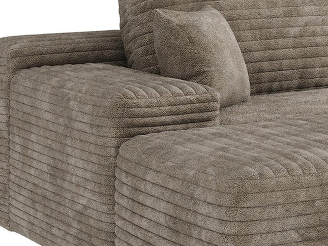 107" Camel Corduroy Modular Compression Foam Sofa With Ottoman And Toss Pillows