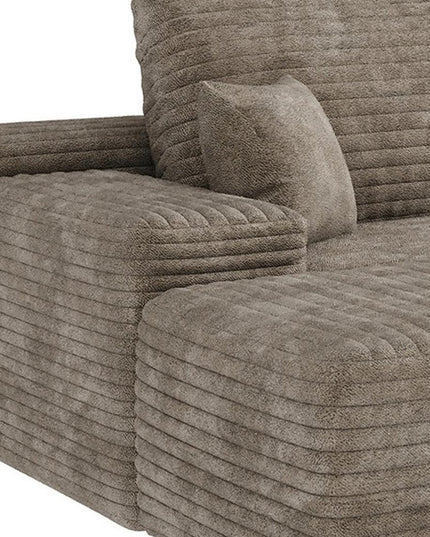 107" Camel Corduroy Modular Compression Foam Sofa With Ottoman And Toss Pillows