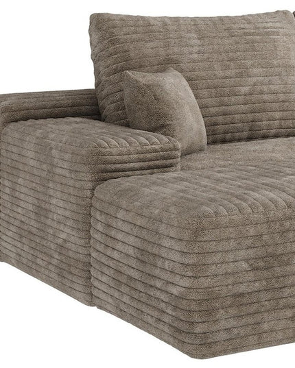 107" Camel Corduroy Modular Compression Foam Sofa With Ottoman And Toss Pillows