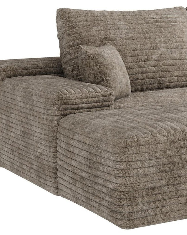 107" Camel Corduroy Modular Compression Foam Sofa With Ottoman And Toss Pillows