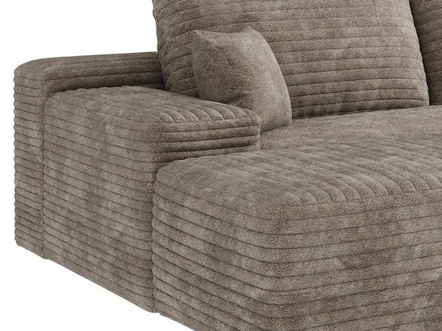 107" Camel Corduroy Modular Compression Foam Sofa With Ottoman And Toss Pillows