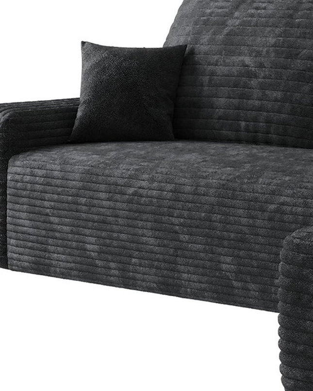 107" Black Corduroy Modular Compression Foam Sofa With Toss Pillows