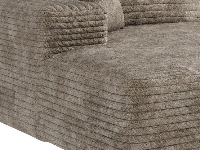 107" Camel Corduroy Modular Compression Foam Sofa With Toss Pillows