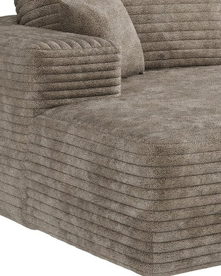 107" Camel Corduroy Modular Compression Foam Sofa With Toss Pillows