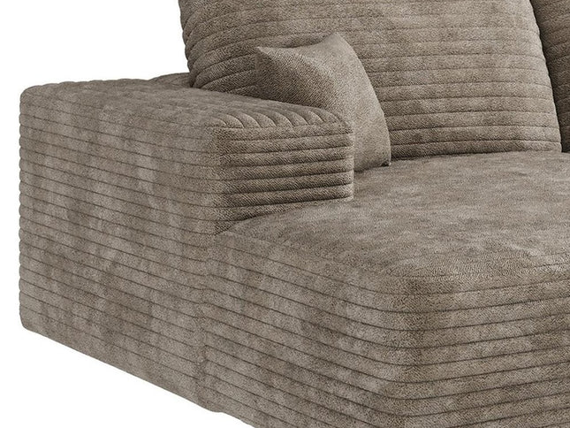 107" Camel Corduroy Modular Compression Foam Sofa With Toss Pillows