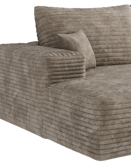 107" Camel Corduroy Modular Compression Foam Sofa With Toss Pillows