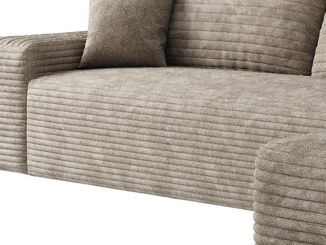 107" Camel Corduroy Modular Compression Foam Sofa With Toss Pillows