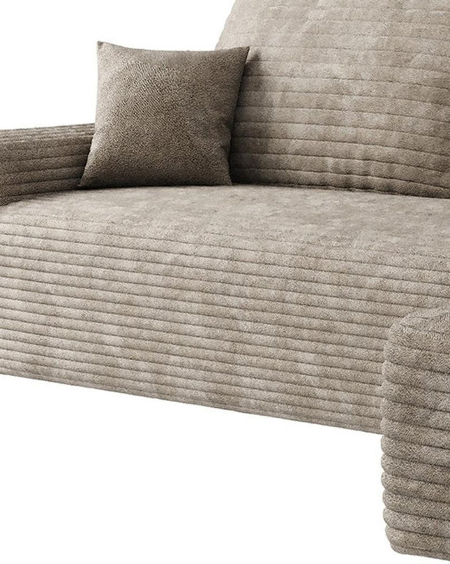 107" Camel Corduroy Modular Compression Foam Sofa With Toss Pillows