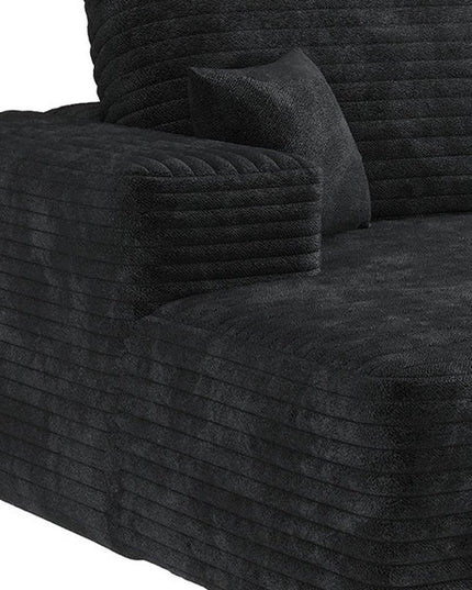 107" Black Corduroy Modular Compression Foam Sofa With Toss Pillows