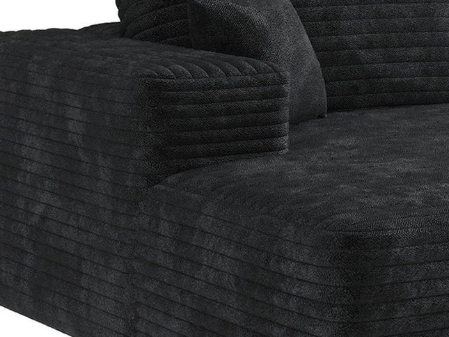 107" Black Corduroy Modular Compression Foam Sofa With Toss Pillows