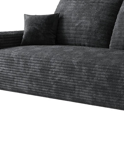 135" Black Corduroy Modular Compression Foam Sofa With Toss Pillows