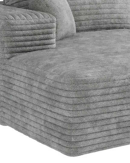 135" Gray Corduroy Modular Compression Foam Sofa With Toss Pillows